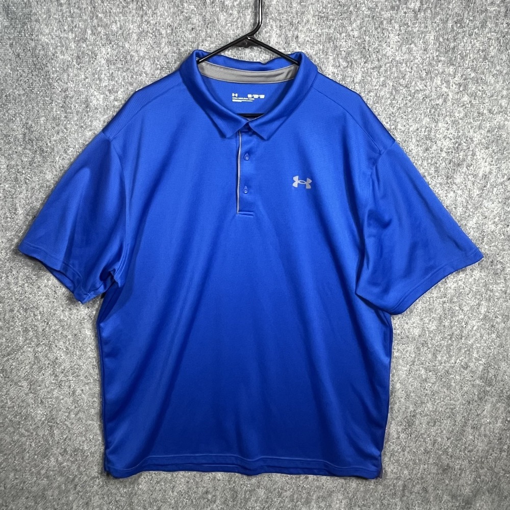 Under Armour Polo Shirt Mens 3XL Royal Blue Loose Fit Golf UA Tech 1290140